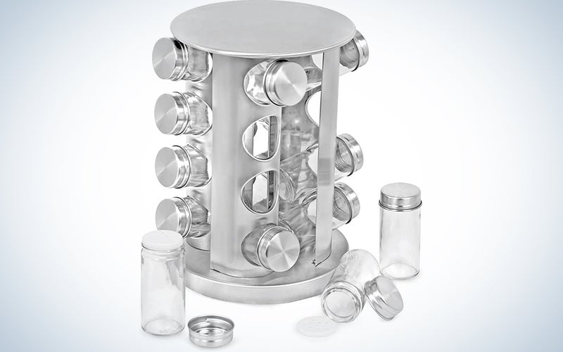Revolving Spice Tower - Round Spice Rack - Set of 16 Spice Jars - Seasoning Storage Organization
