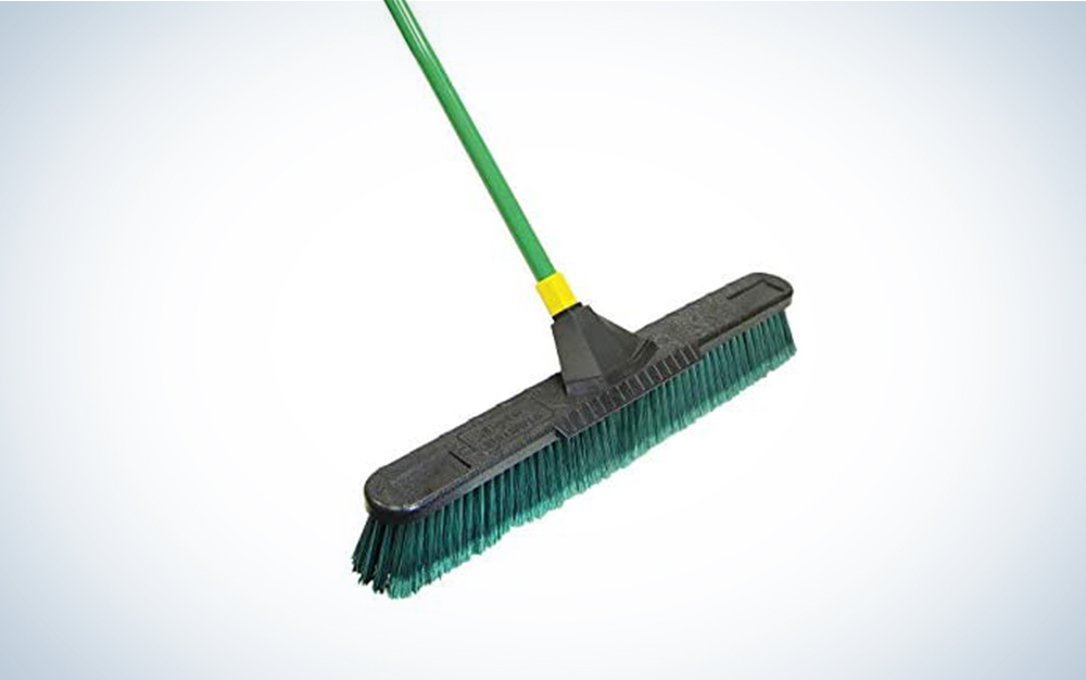 Quickie Bulldozer 24-Inch Multi-Surface Push Broom, Green - with Scraper