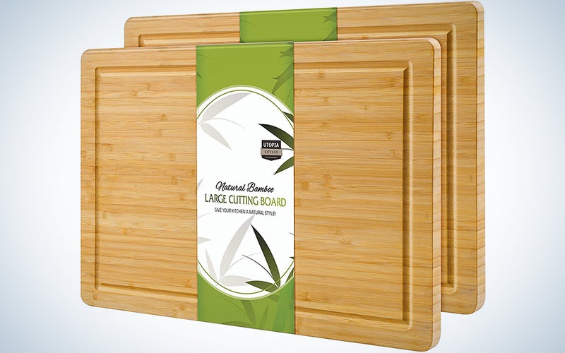 Utopia Kitchen (Pack of 2) Extra Large Bamboo Cutting Board (17 x 12 inch) - Large Cutting Boards for Meat and Chopping Vegetables