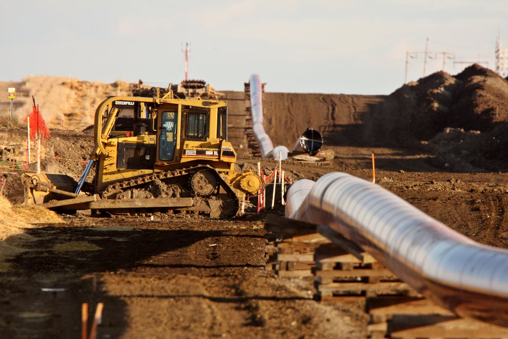 A gas pipeline under construction