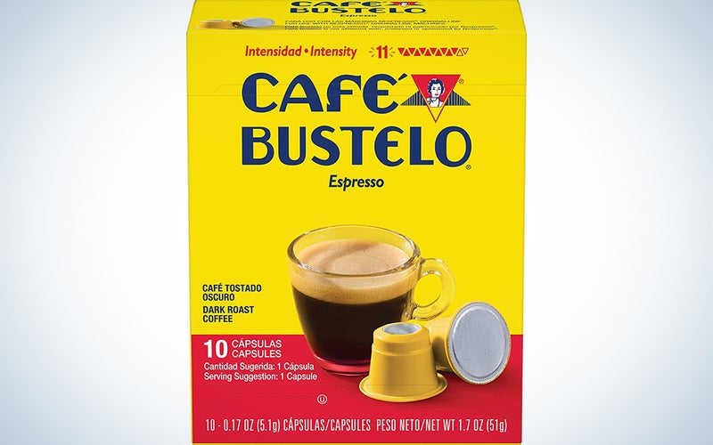 CafÃ© Bustelo Coffee Espresso Dark Roast Coffee, 40 Count Capsules for Espresso Machines, 11 Intensity