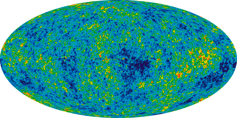 A map of cosmic microwave background, produced after the big bang