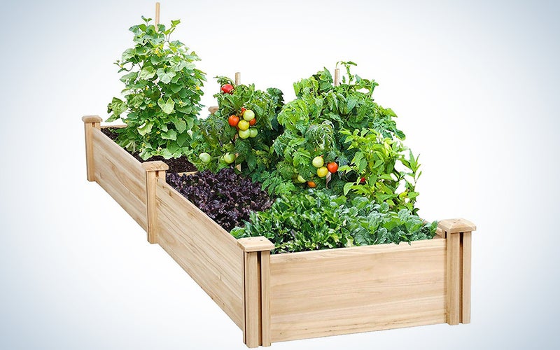Yaheetech Wood Raised Garden Bed Boxes Kit Elevated Flower Bed Planter Box for Vegetables Natural Wood