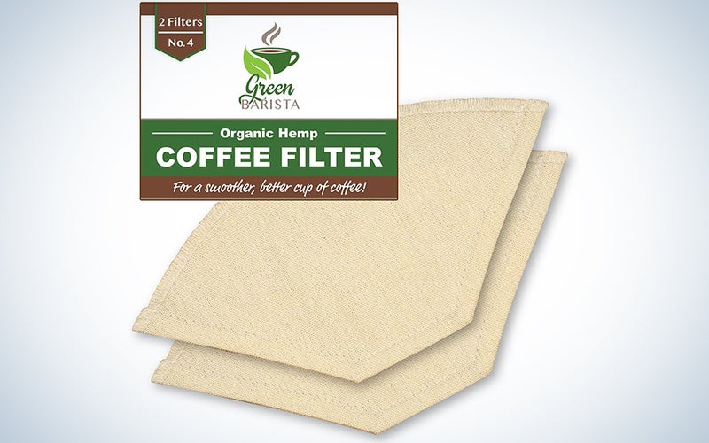 Reusable Pour Over Coffee Filter No 4 - Cone Coffee Filters for Drip Coffee Makers - Organic Hemp Cloth Strainer for Making a Smooth Delicious Cup of Coffee