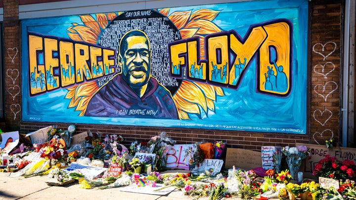 A mural in Minneapolis, Minnesota, commemorates George Floyd, who was killed while being restrained by city police officers in May.
