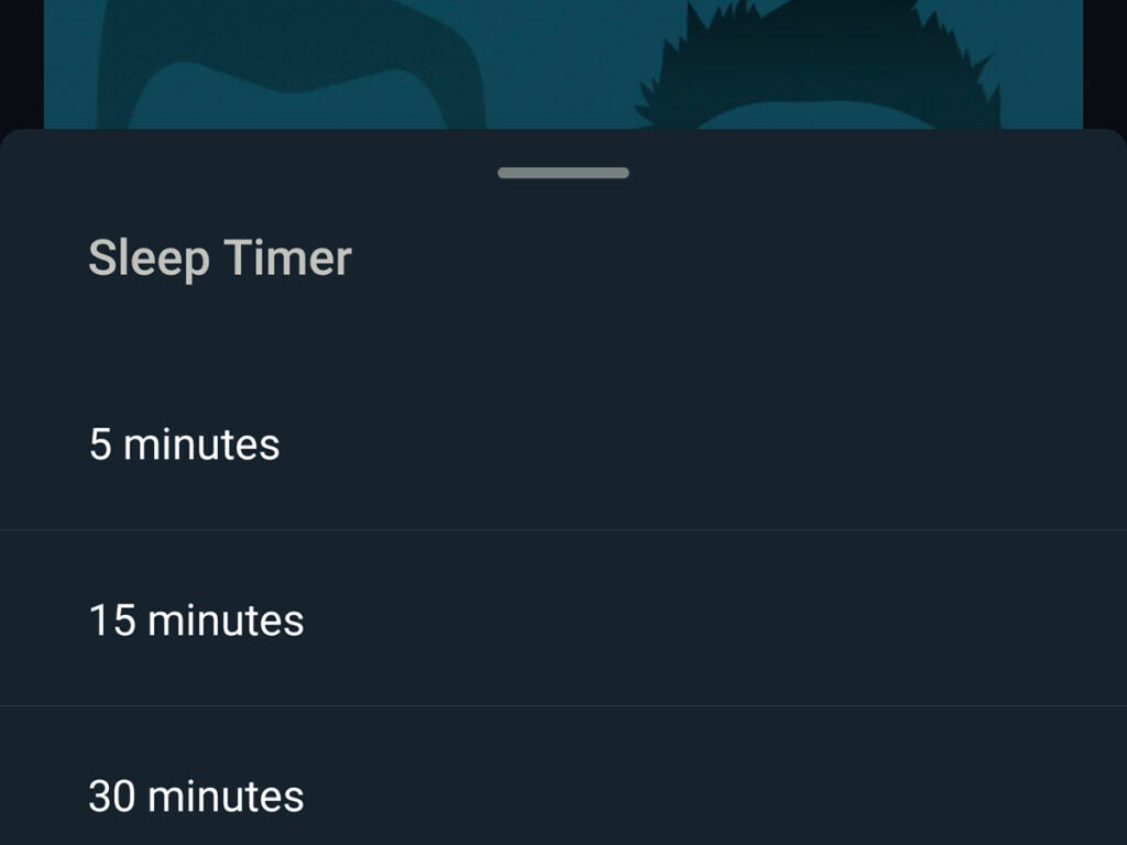a screenshot of the timer options in Pocket Casts