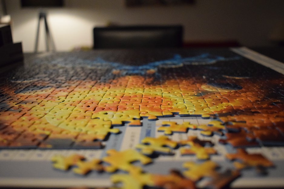 jigsaw puzzle on a table