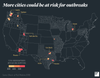 map of cities at risk for measles outbreaks