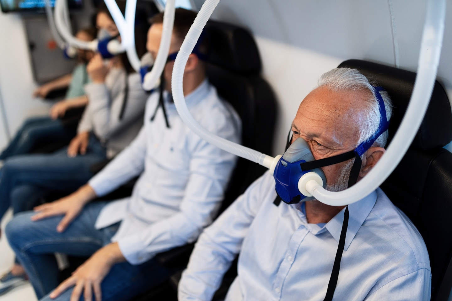 Patients take part in a hyperbaric oxygen therapy trial in Israel.