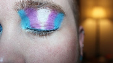 Trans pride eye makeup