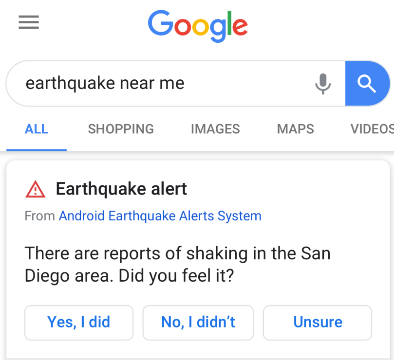android earthquake detection