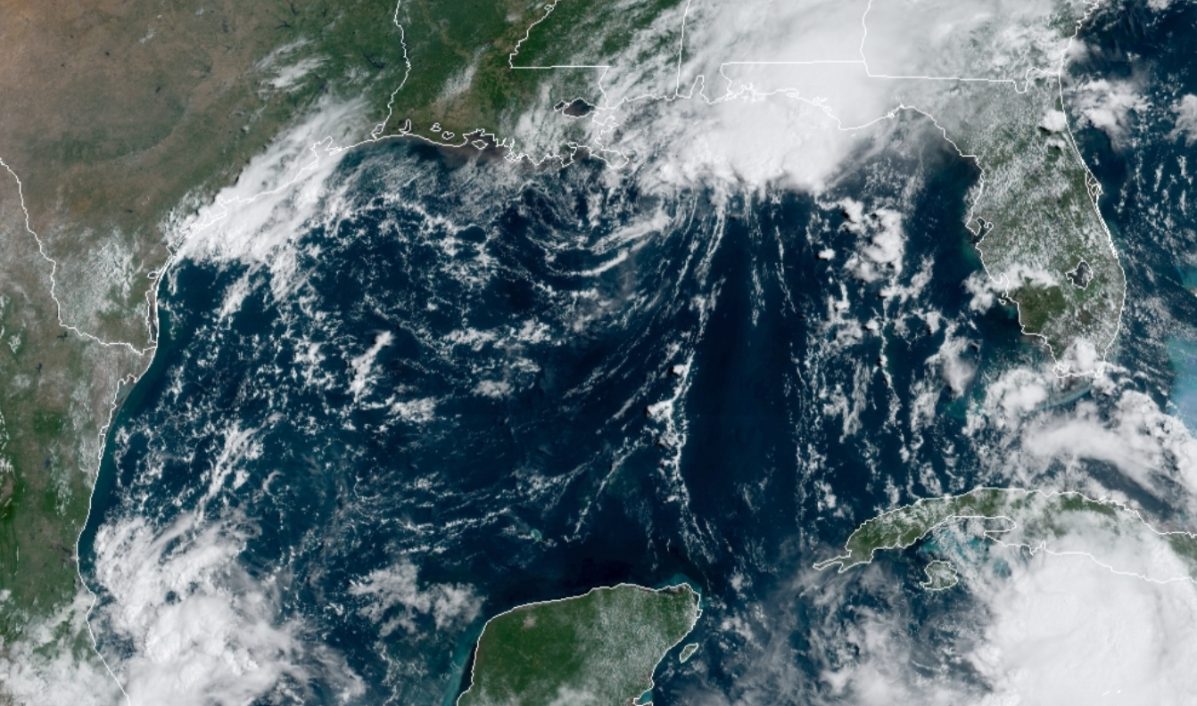 a satellite image of storms approaching the US