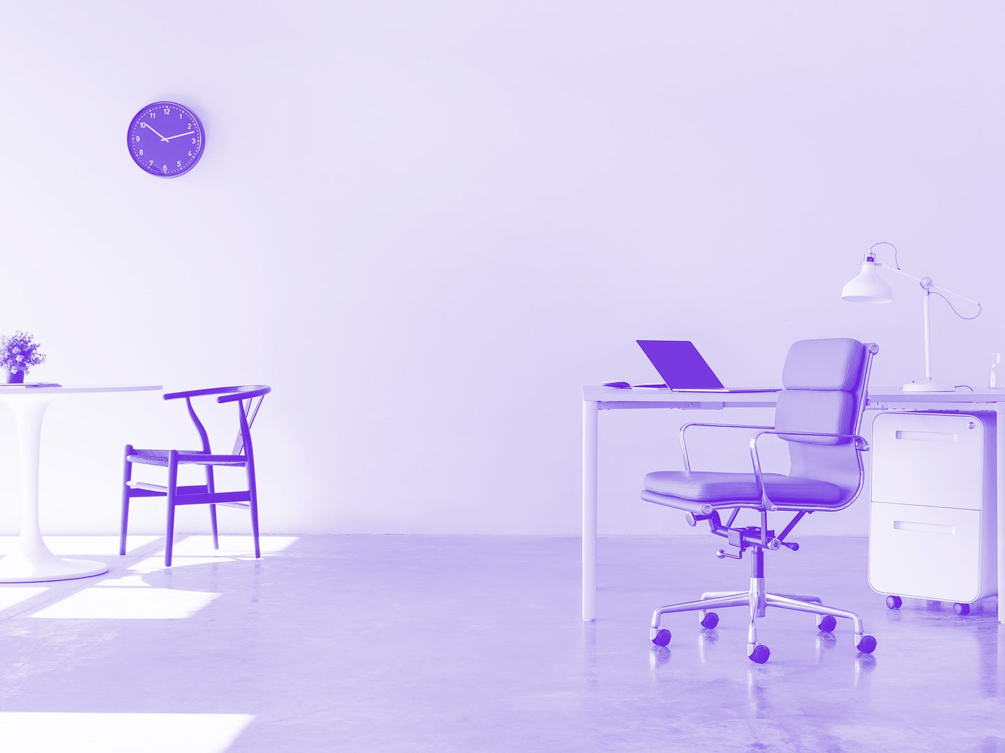 purple monochrome photo modern sparse office