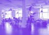 purple monochrome photo open office plan