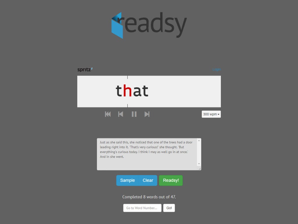 a screenshot of Readsy