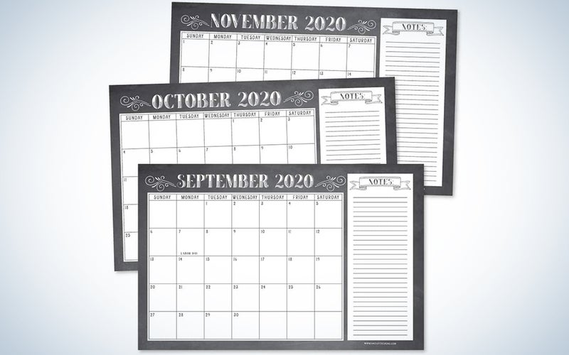 Chalkboard Rustic 2020-2021 Large Monthly Desk or Wall Calendar