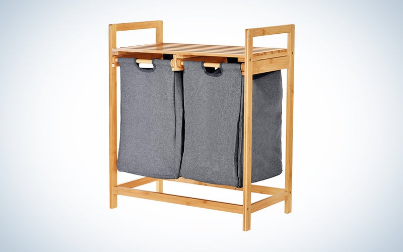 ToiletTree Products Bamboo Laundry Hamper with Dual Compartments