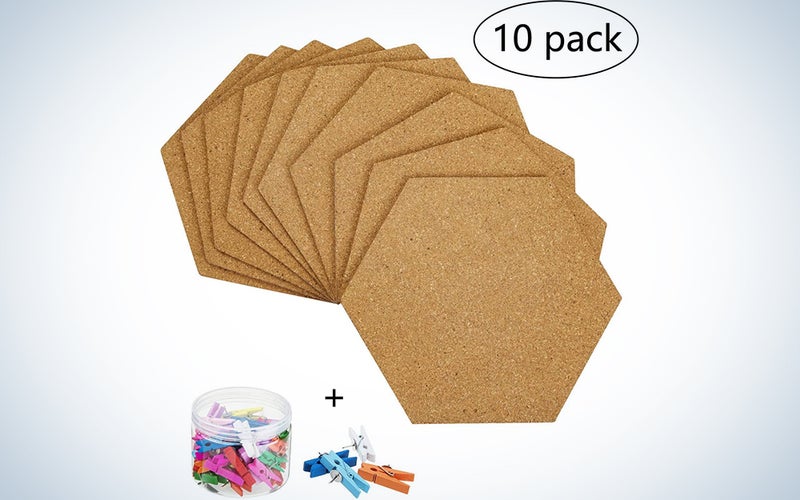 10 Pack Self-Adhesive Cork Board Tiles Mini Wall Bulletin Board