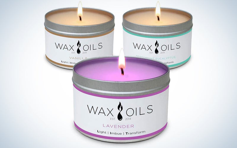 Wax and Oils Soy Wax Aromatherapy Scented Candles, Lavender, Vanilla & Peppermint Eucalyptus
