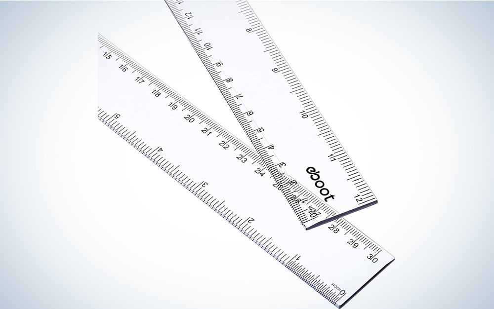2 Pack Plastic Ruler Straight Ruler Plastic Measuring Tool for Student School Office