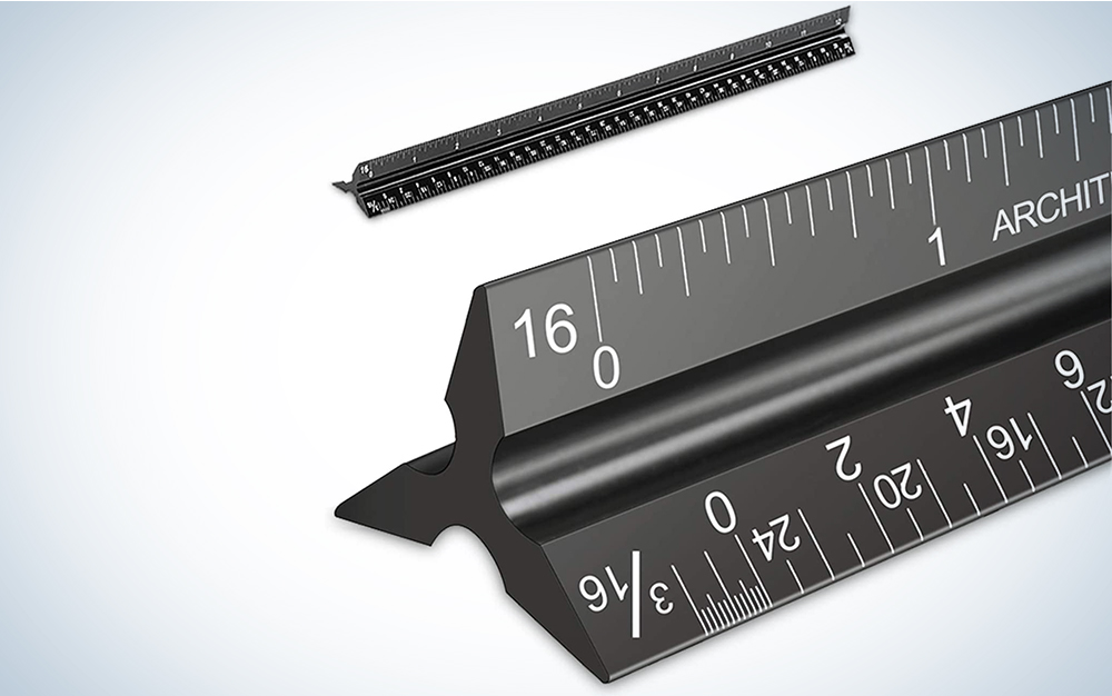 Architectural Scale Ruler, Imperial Measurements 12'', Laser-Etched Aluminum Architect Triangular Ruler Black for Architects, Students, Draftsman, and Engineers