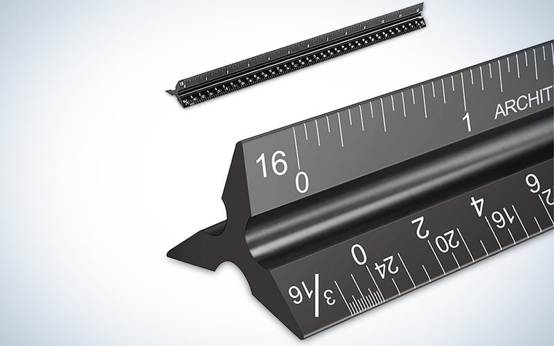 Architectural Scale Ruler, Imperial Measurements 12'', Laser-Etched Aluminum Architect Triangular Ruler Black for Architects, Students, Draftsman, and Engineers