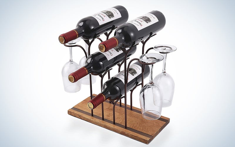 Tabletop Wood Wine Holder, Countertop Wine Rack