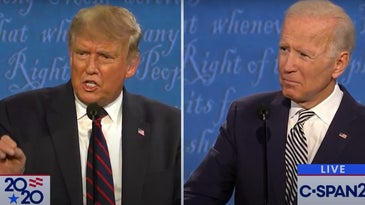 President Donald Trump (left) and former Vice President Joe Biden at the first 2020 presidential debate