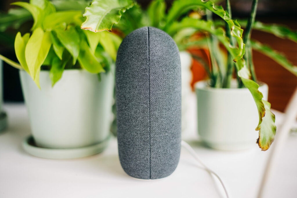Google Nest smart speaker from the side