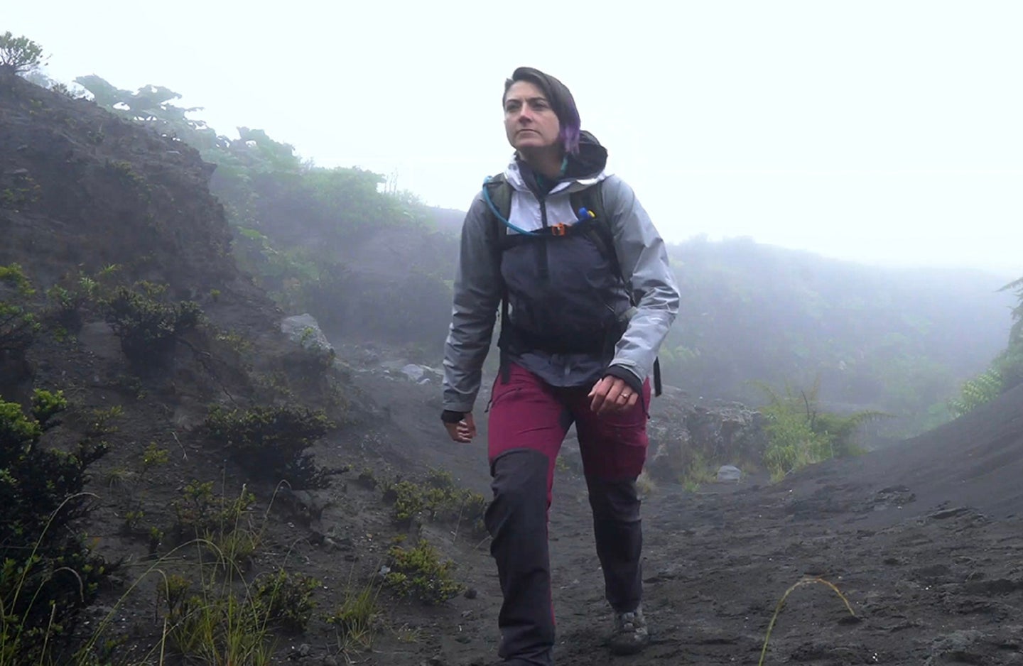 Kayla Iacovino hikes up a volcano as part of her NASA research