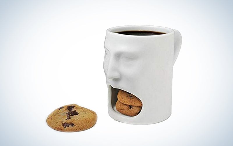 Face Coffee Mug with Double Cookie Biscuit Compartment