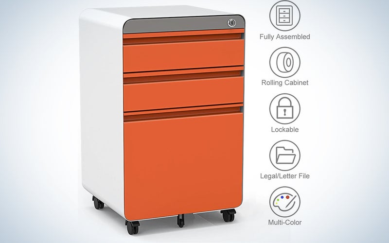 Dprodo 3 Drawers Mobile File Cabinet with Lock