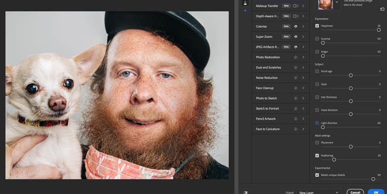 Photoshop’s Neural Filters can alter people’s expressions in convincing—and nightmarish—ways