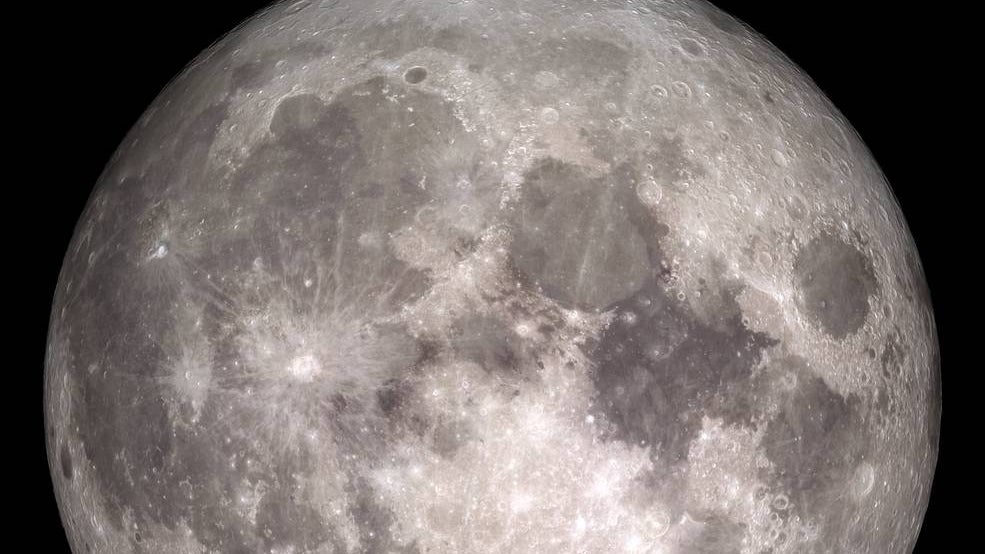 This image of the Moon was created with images taken by NASA's Lunar Reconnaissance Orbiter.