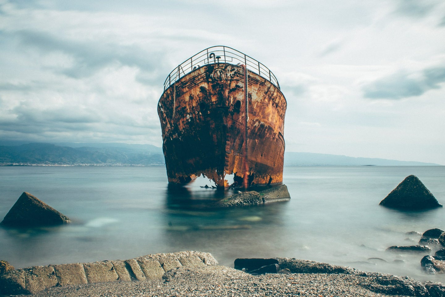 Shipwreck on shore