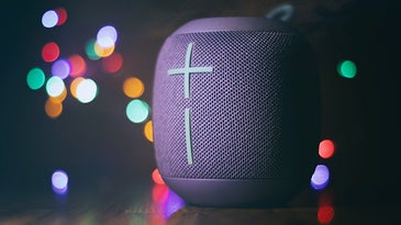 bluetooth speakers with colorful lights in the back