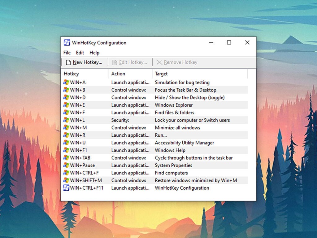 a screenshot of WinHotKey on Windows