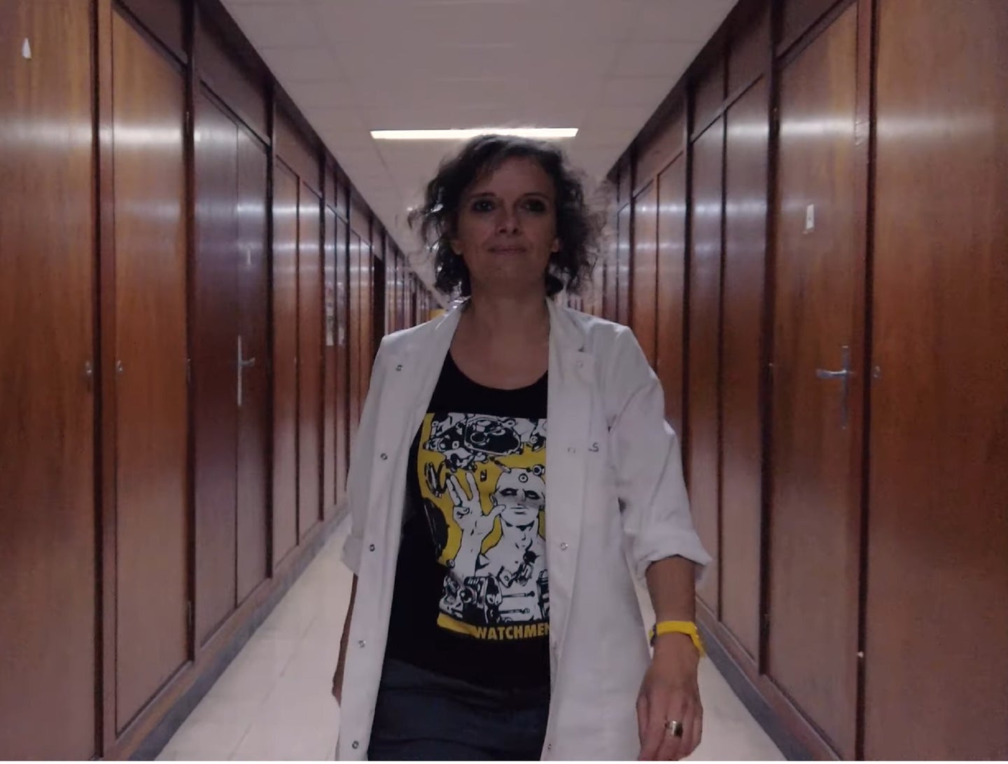 Audrey Dussutour walking through her lab at the Université Paul Sabatier in Toulouse in France