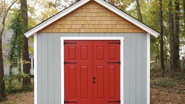 handmade exterior doors on a handmade shed