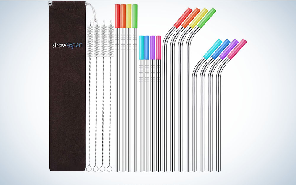 16 PCS Silicone Straw Tips, Reusable Metal Straws Silicone Tips