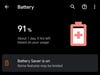 The battery level indicator in Android's Battery Saver low power mode