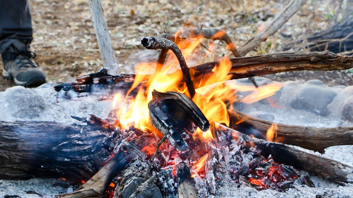 a campfire in a designated fire area