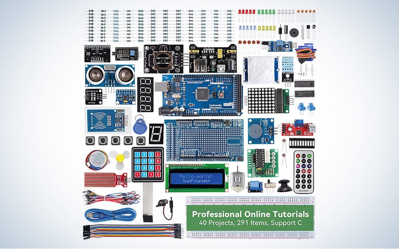 The Sunfounder Mega2560 R3 Project Kit is our pick for the best beyond the basics Arduino starter kit.