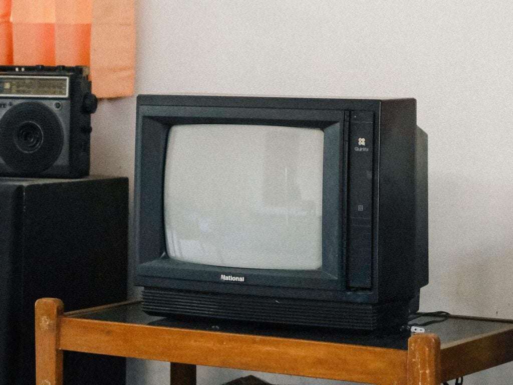 Old National TV in a living room.