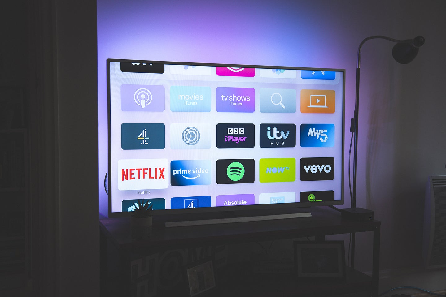 smart tv with apps on the screen
