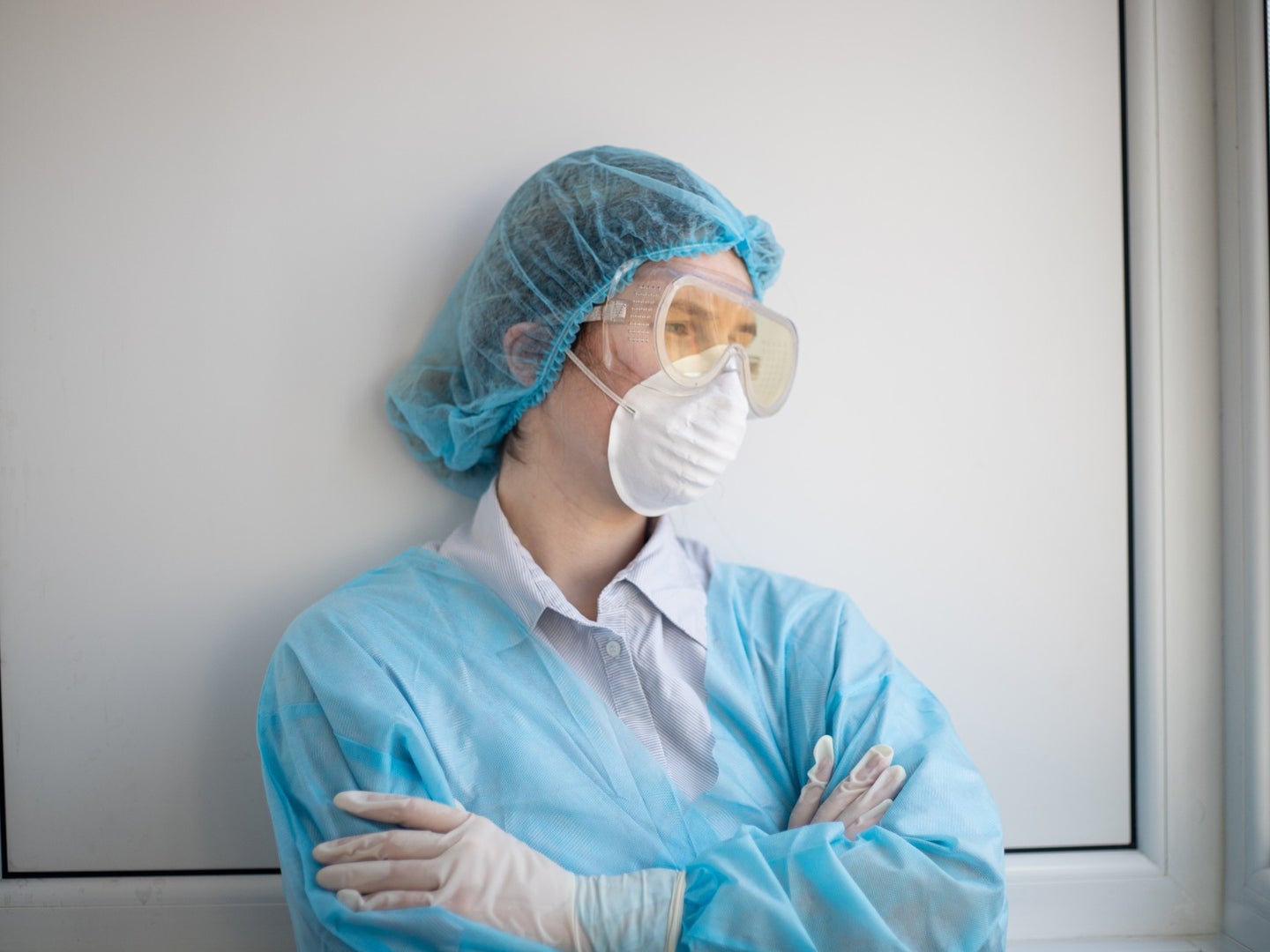 a healthcare worker with PPE on