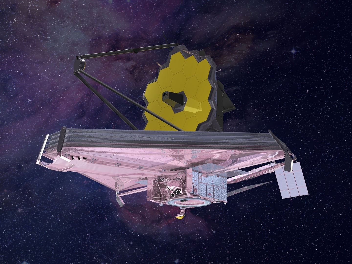 An artist's impression of the James Webb Space Telescope, finally set to launch this year.