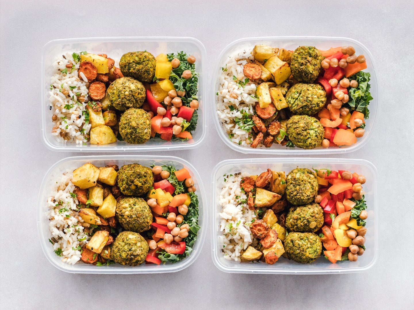 pre-portioned healthy meals in tupperware containers