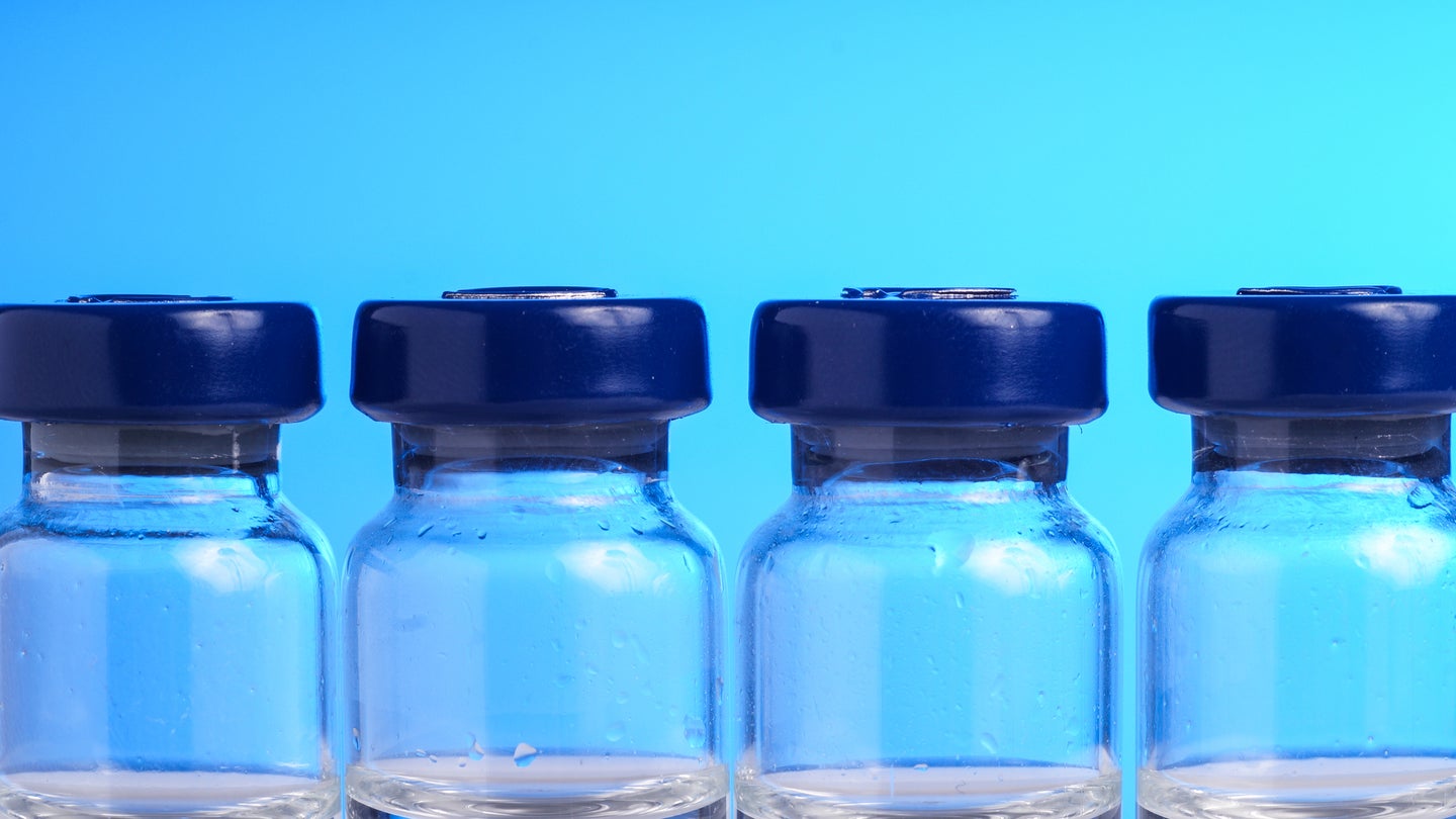 Unmarked vials to represent the COVID-19 vaccines in the US