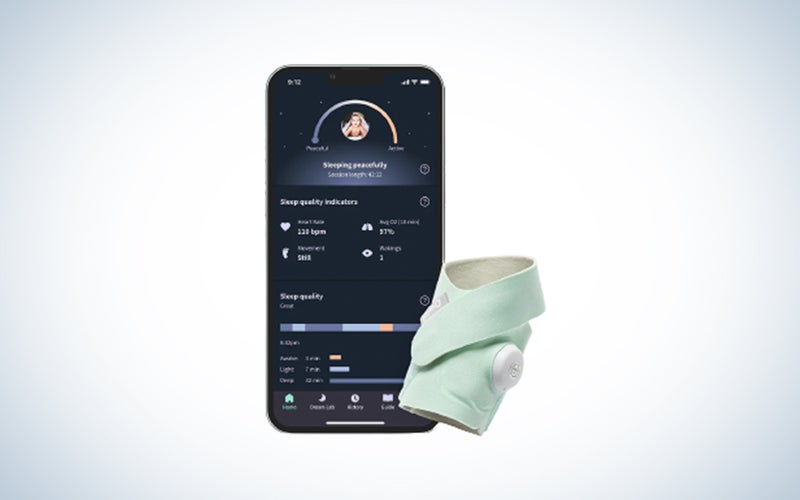 A product image of the Owlet Smart Sock 3 Baby Monitor